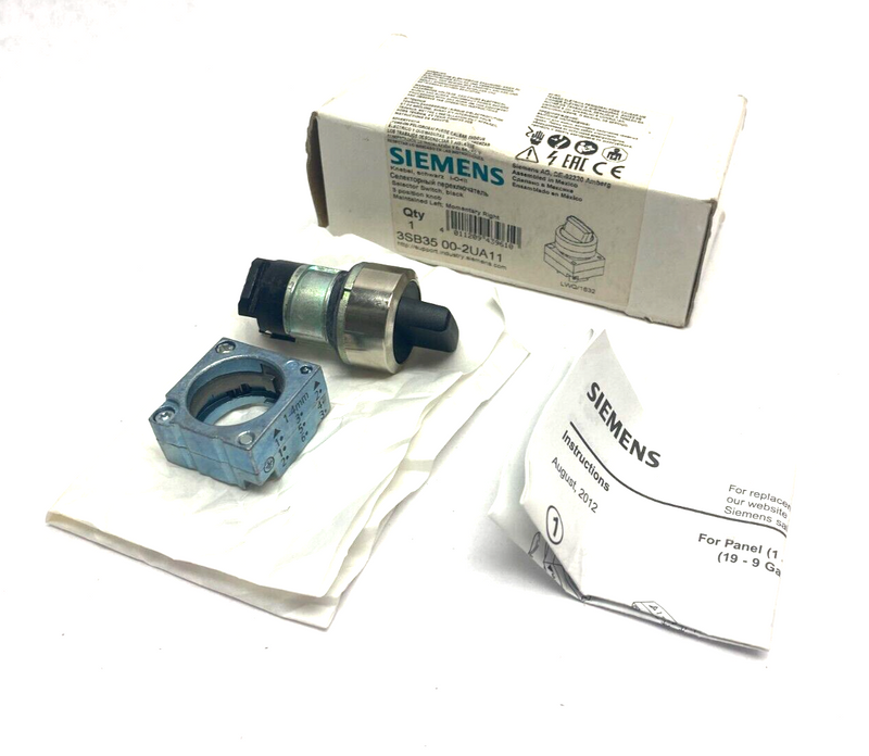 Siemens 3SB35 00-2UA11 3-Position Knob Selector Switch Black - Maverick Industrial Sales