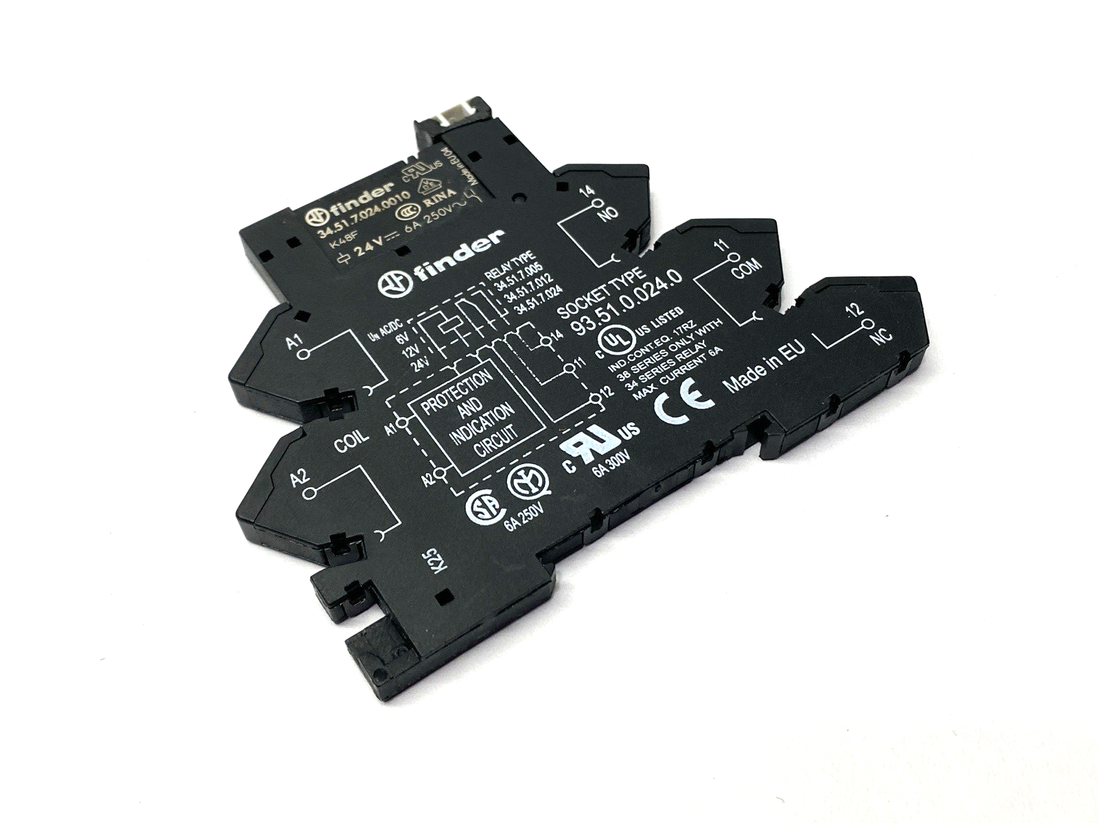 Finder 95.51.0.024.0 Relay Socket w/ 34.51.7.024.0010 Relay - Maverick Industrial Sales