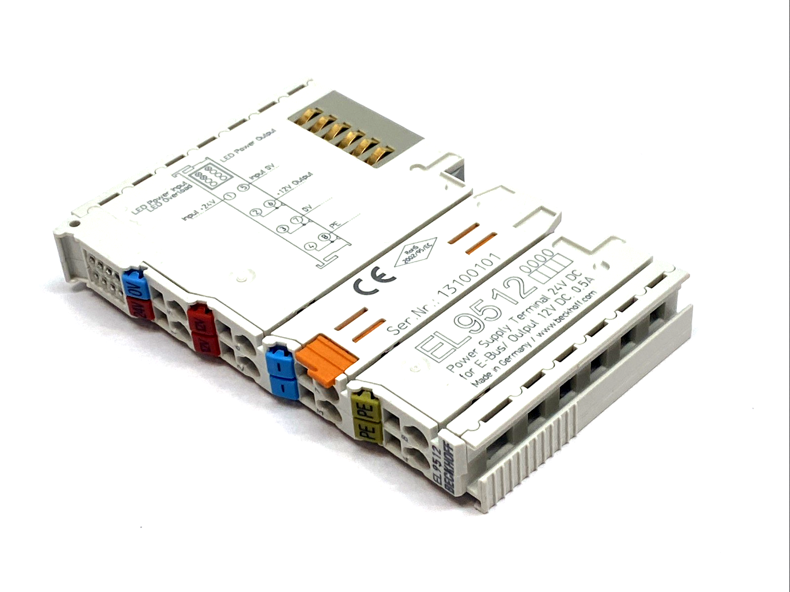 Beckhoff EL9512 EtherCAT 12VDC 0.5A Power Supply Terminal 24V Input - Maverick Industrial Sales
