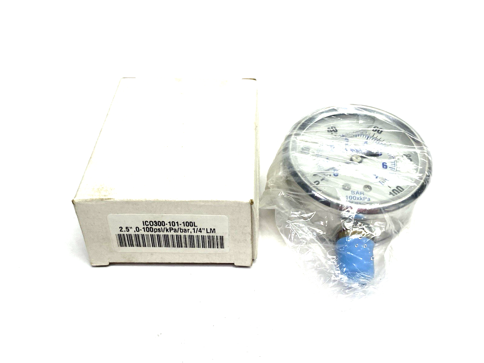ICO300-101-100L | Spray Systems Pressure Gauge 2.5" Face 0-100psi, 1/4" LM - New – Open box - Maverick Industrial Sales