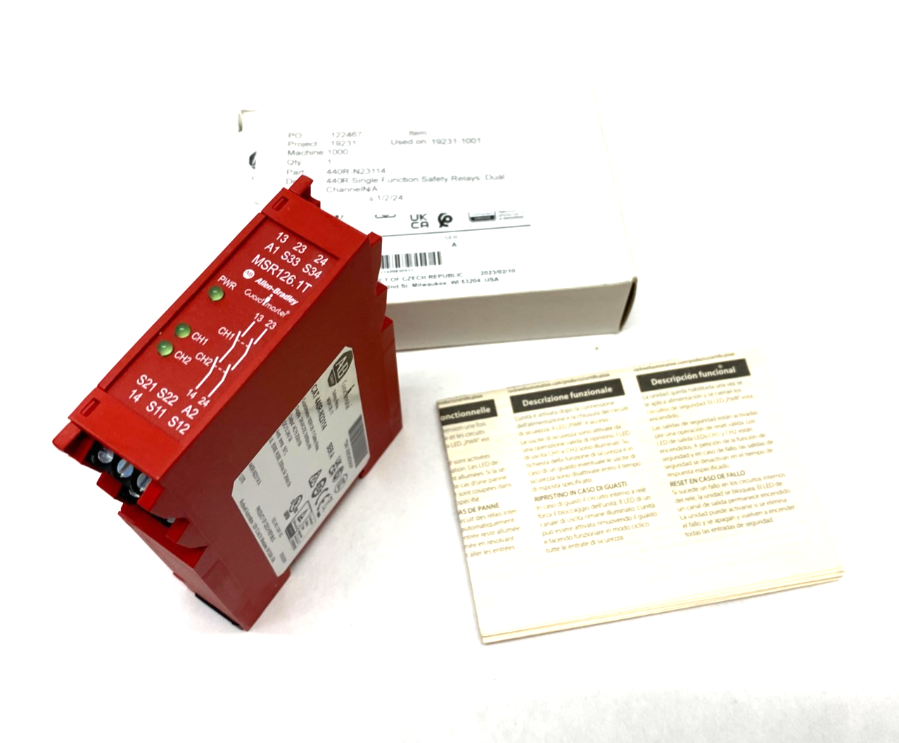 440R-N23114 | Allen Bradley Ser. A Guardmaster Safety Relay MSR126.1T Dual-Channel - New – Open box - Maverick Industrial Sales