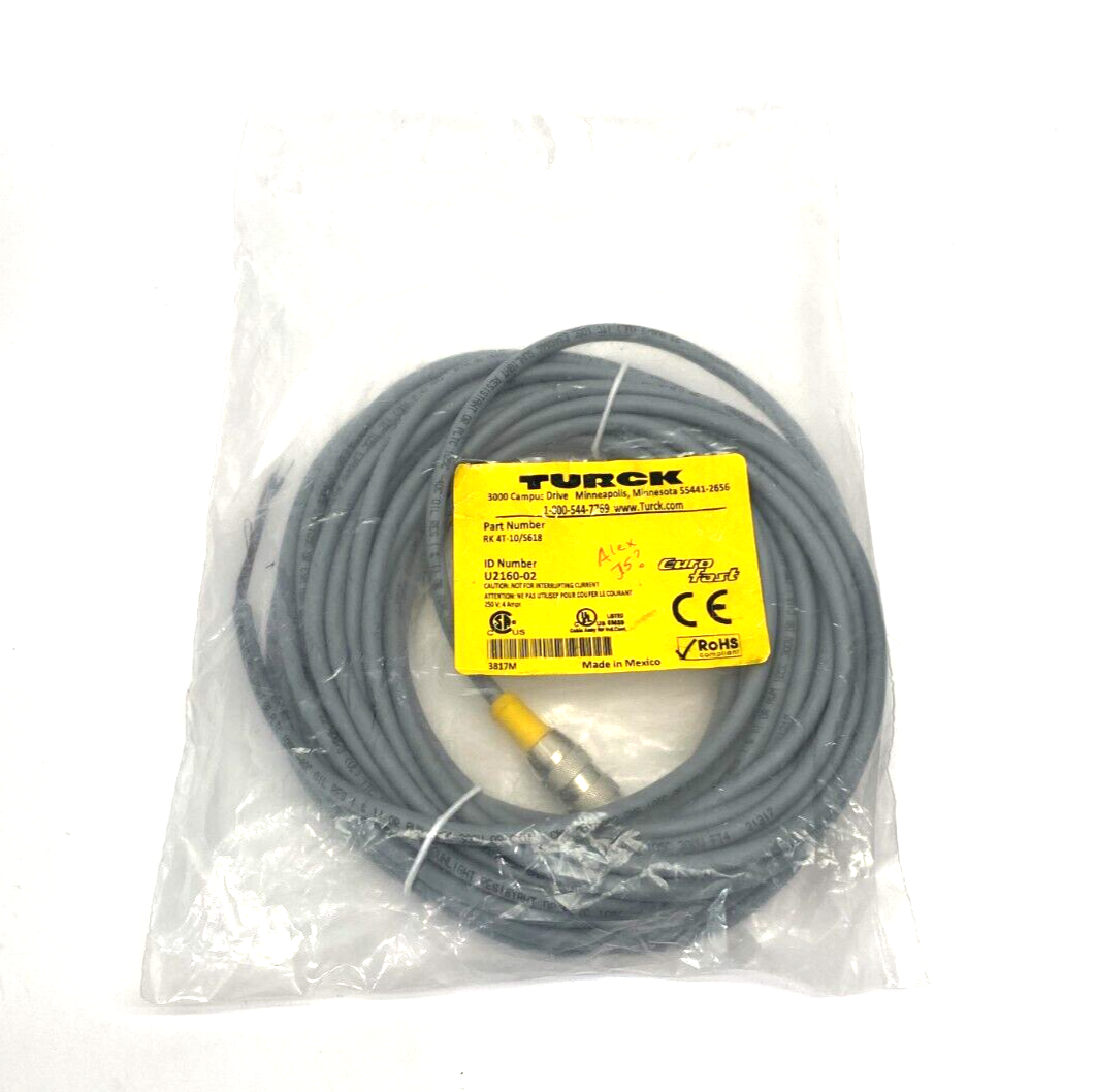 Turck RK 4T-10/S618 Eurofast Single Ended Sensor Actuator Cordset U2160-02 - Maverick Industrial Sales