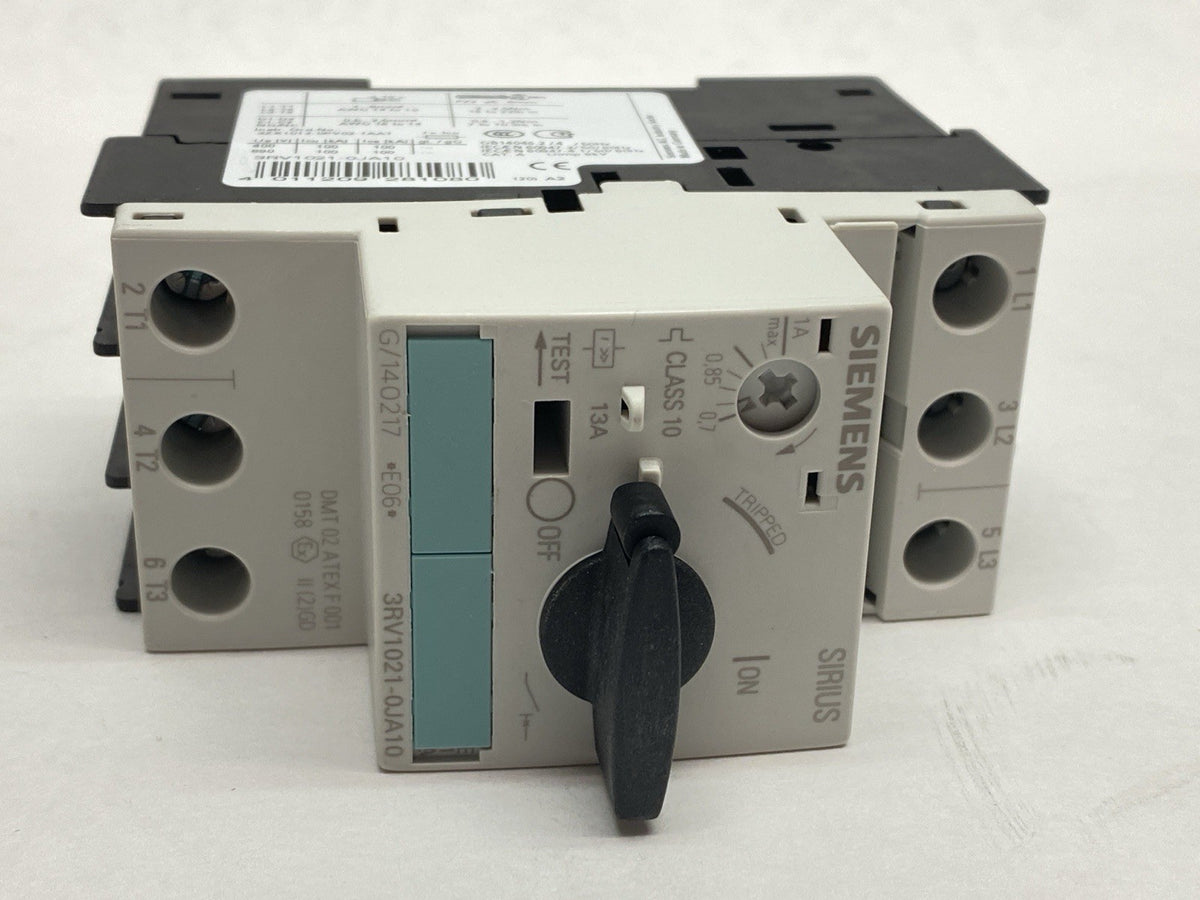 Siemens 3RV1021-0JA10 Manual Motor Starter Circuit Breaker 0.7A-1A 3-Pole - Maverick Industrial Sales
