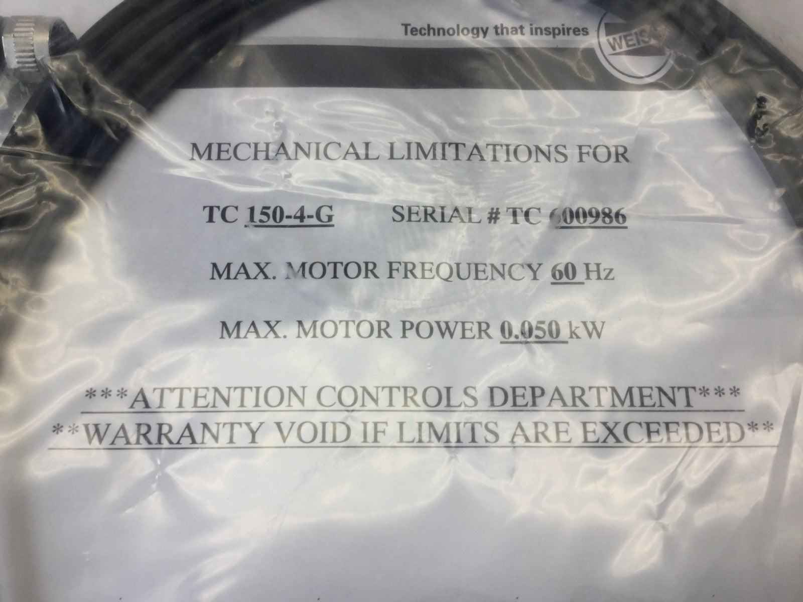 Weiss GmbH TC 150-4-G Connector Cable Max. Motor Power 0.050 kW - Maverick Industrial Sales