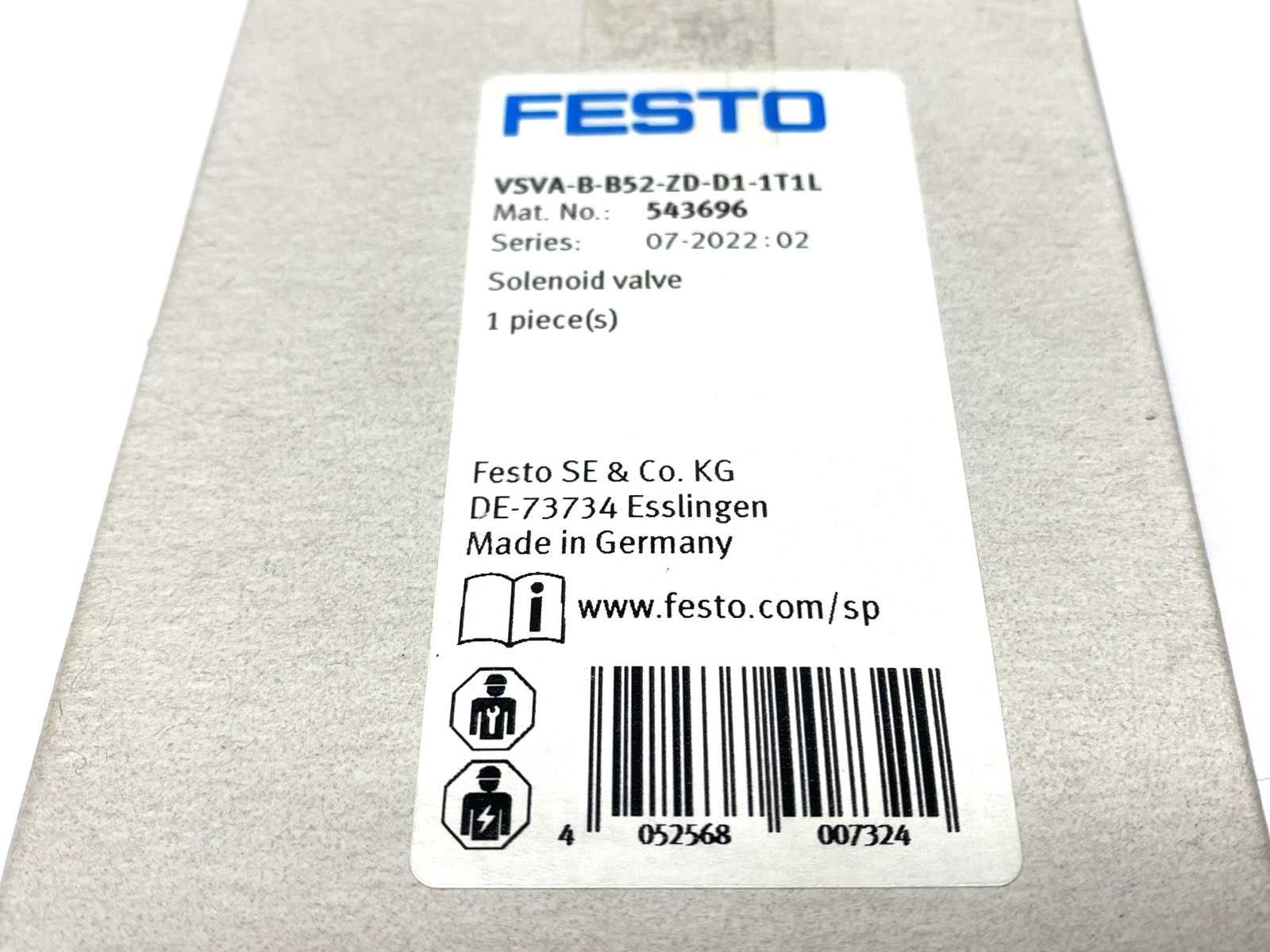 Festo VSVA-B-B52-ZD-D1-1T1L Pneumatic Solenoid Valve 543696 - Maverick Industrial Sales
