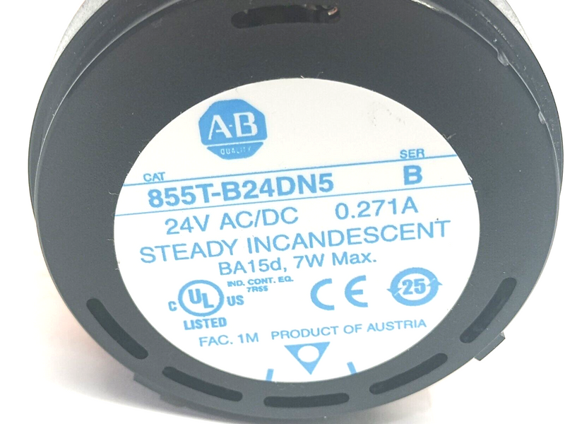 Allen Bradley 855T-B24DN5 Ser. B 70mm Stack Light 24V AC/DC Amber LOT OF 2 - Maverick Industrial Sales