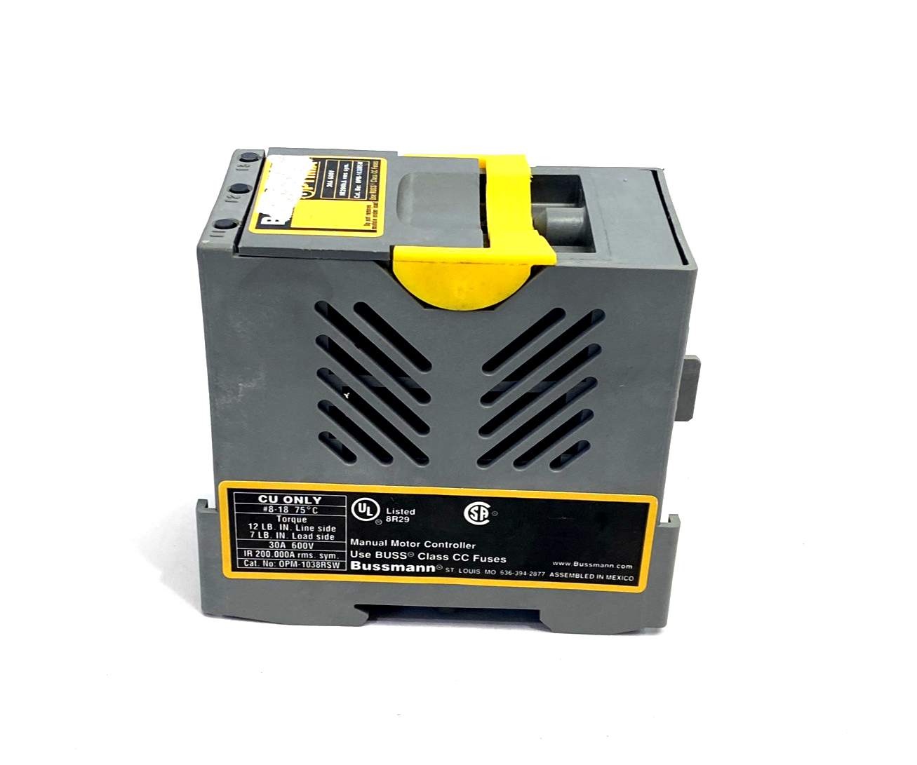 Bussmann OPM-1038RSW Optima Series Fuse Holder 3P 30A 600V NO FUSES - Maverick Industrial Sales