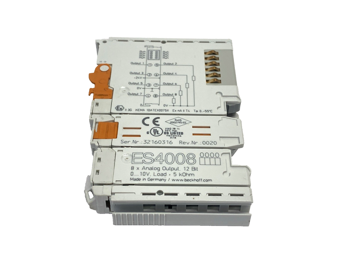 Beckhoff ES4008 Analog Output Terminal, 8-Channel, 12 Bit - Maverick Industrial Sales