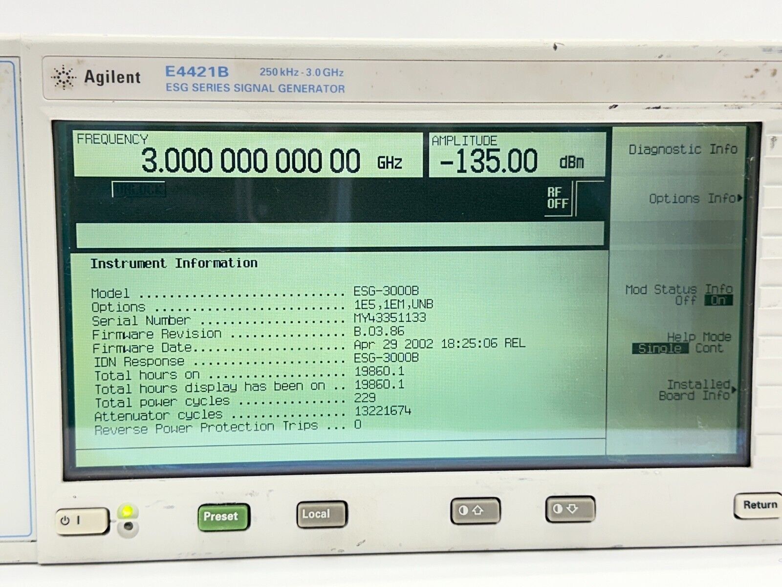 Agilent E4421B ESG Series Signal Generator 250kHz-3.0GHz - Maverick Industrial Sales