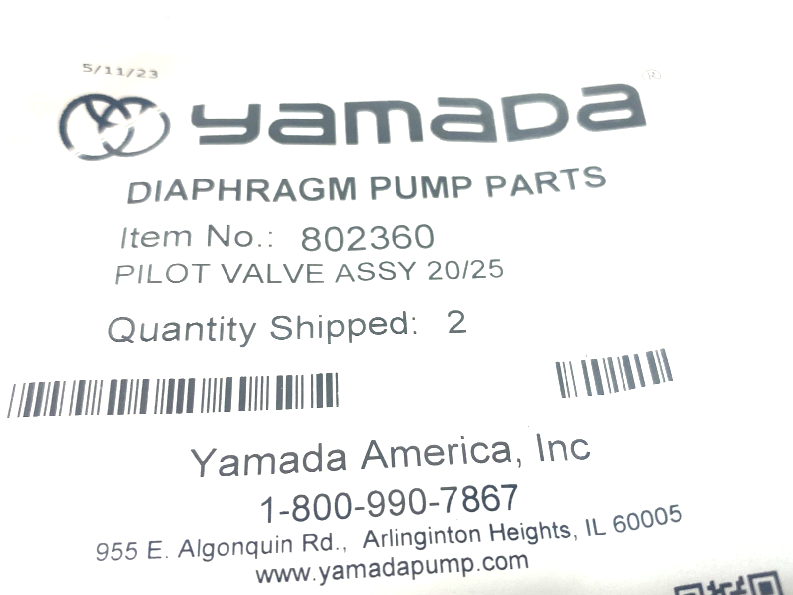 Yamada 802360 Pilot Valve Assembly 20/25 PKG OF 2 - Maverick Industrial Sales