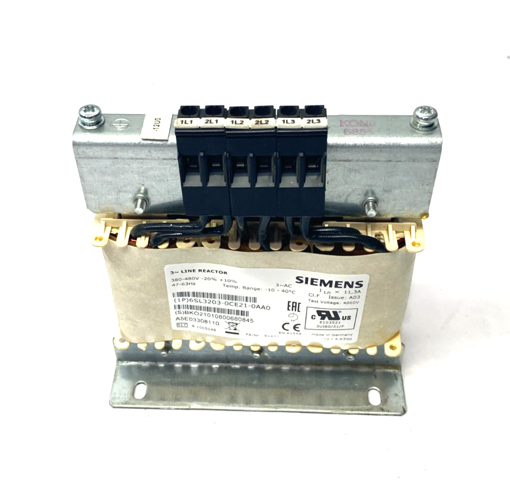 Siemens 6SL3203-0CE21-0AA0 SINAMICS Line Reactor 3~ 380-480V - Maverick Industrial Sales