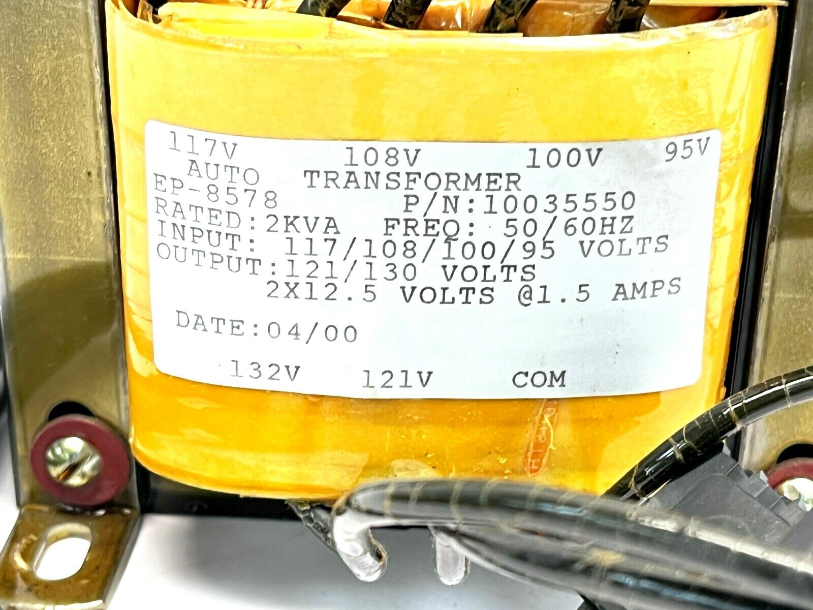 Auto Transformer 10035550 EP-8578 2KVA 117/108/100/95V Input 121/130V Output - Maverick Industrial Sales