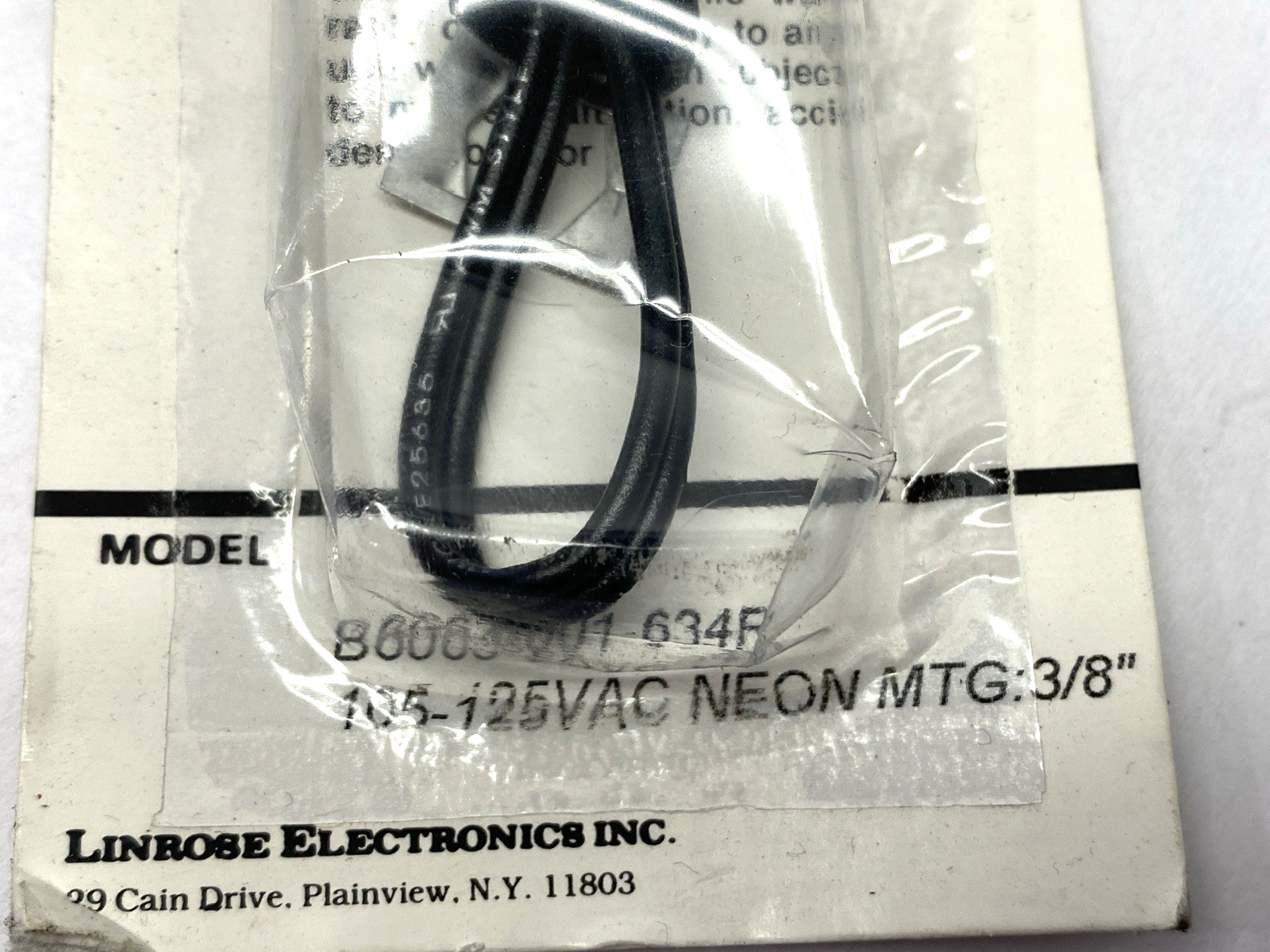 B6063-001-634R | Linrose Red Indicator Neon Light 105-125VAC - New - Maverick Industrial Sales