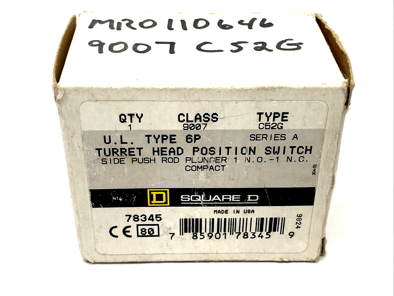 9007 C52G | Square D Type 6P A600 Q600 Snap Action Limit Switch 600V 10A - New - Maverick Industrial Sales