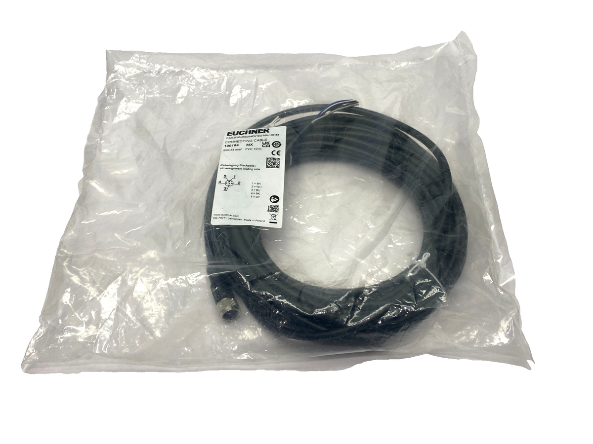 C-M12F05-05X034PV10,0-MA-100184 | Euchner Connecting Cable M12 5-Pin 10m 100184 - New - Maverick Industrial Sales