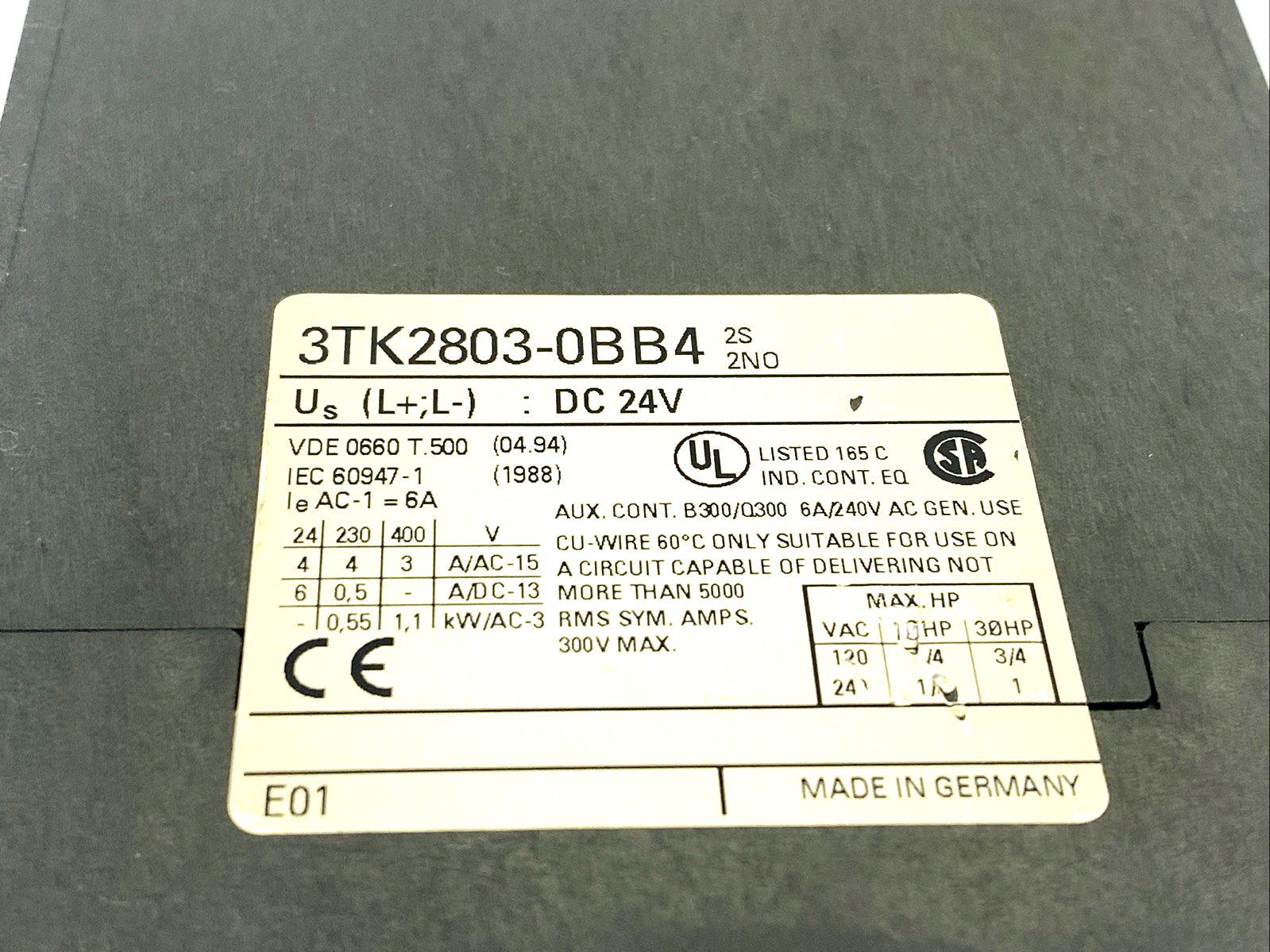 Siemens 3TK2803-0BB4 Contactor Combination For Safety Circuit, 2NO DC 24V - Maverick Industrial Sales