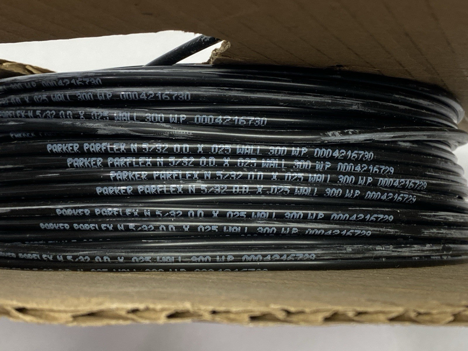 NB-2.5-025 | Parker Black Nylon Tubing .106" ID 5/32" OD SHELFWARE LOT OF 150' - New – Open box - Maverick Industrial Sales