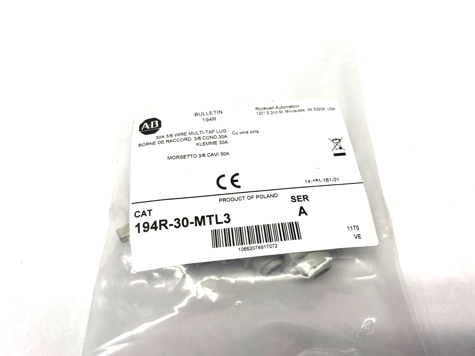 Allen Bradley 194R-MTL3 Ser. A Multi-Tap Lug 3/6 Wire 30A - Maverick Industrial Sales
