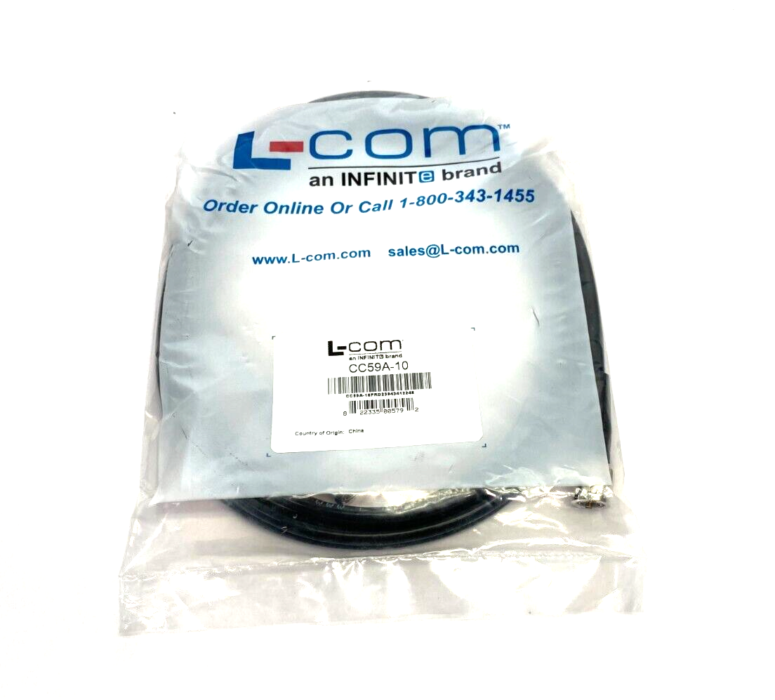 L-Com CC59A-10 Coaxial Cable BNC Male/ Male 10' Length - Maverick Industrial Sales