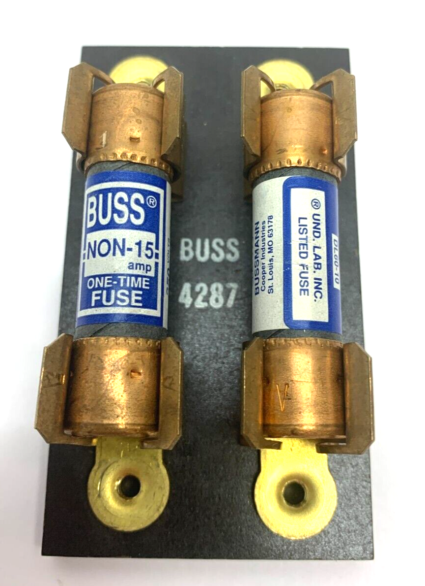 4287 | Bussman Fuseblock 2-Pole w/ Bussmann DL60-10 NON-15 One Time Fuses - Used - Maverick Industrial Sales