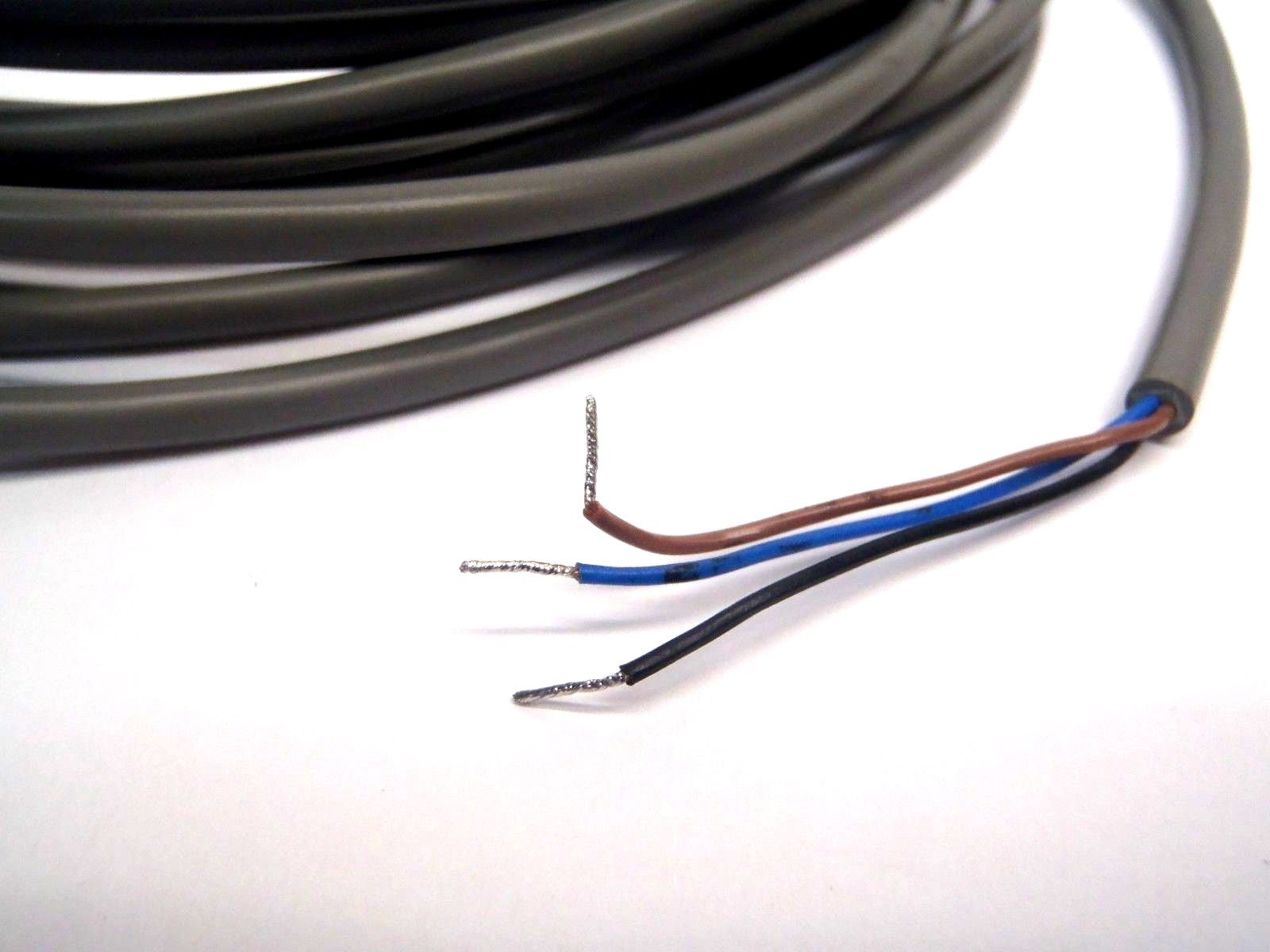Gray 15' M8 Cordset to Flying Leads 3 Wire 300V 24AWG - Maverick Industrial Sales
