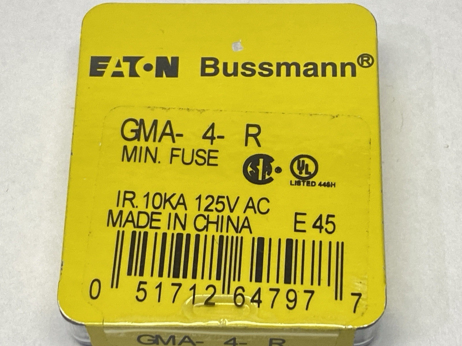 GMA-4-R | Eaton Bussmann Mini Glass Fuse 4A 10Ka 125VAC LOT OF 5 - New – Open box - Maverick Industrial Sales