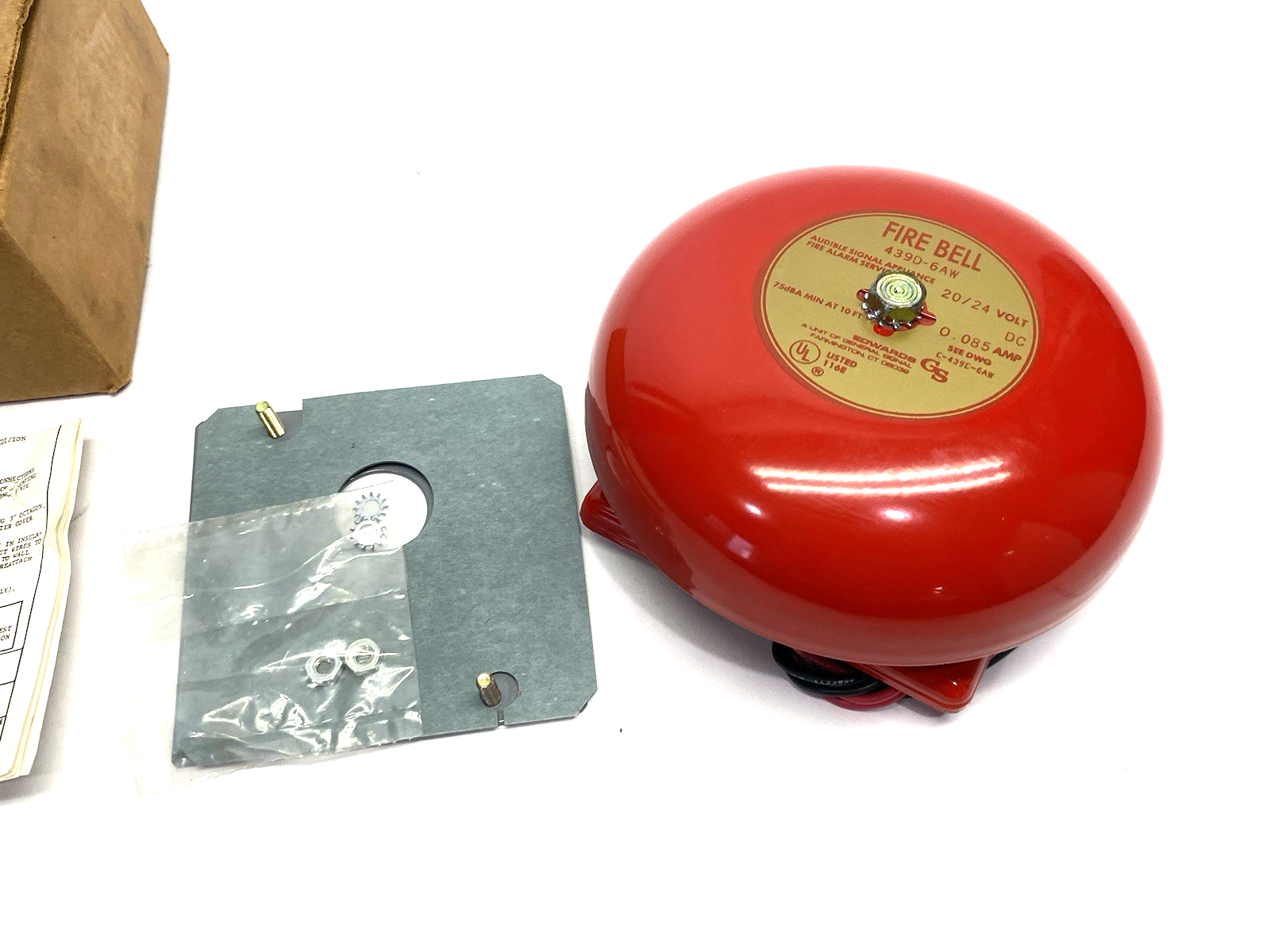 439D-6AW-R | Edwards Signaling Firebell Fire Alarm Bell, Vibrating, Red, 6" Dia. - New – Open box - Maverick Industrial Sales