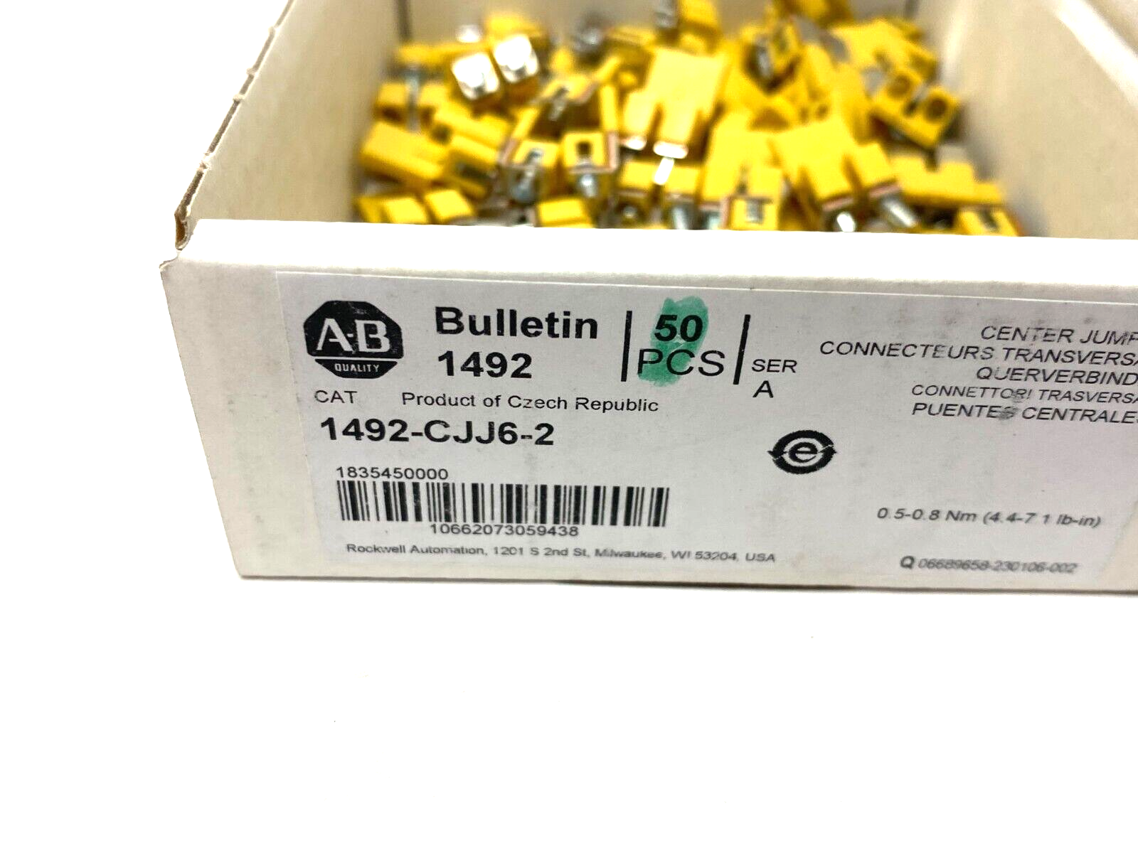 Allen Bradley 1492-CJJ6-2 Ser. A Terminal Block Center Jumper 2-Pole BOX OF 50 - Maverick Industrial Sales