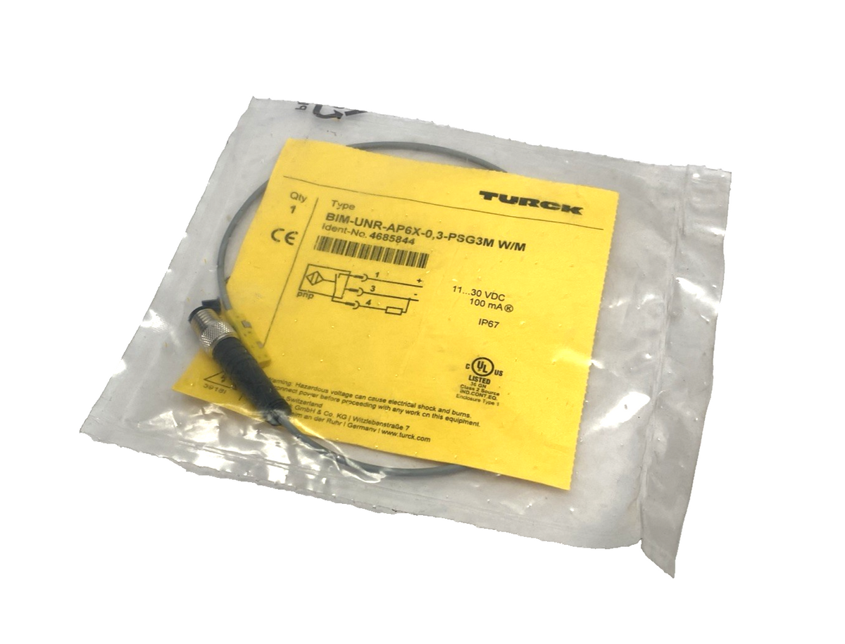 BIM-UNR-AP6X-0.3-PSG3M W/M | Turck Magnetic Field Sensor M8 3-Pin 0.3m 4685844 - New - Maverick Industrial Sales