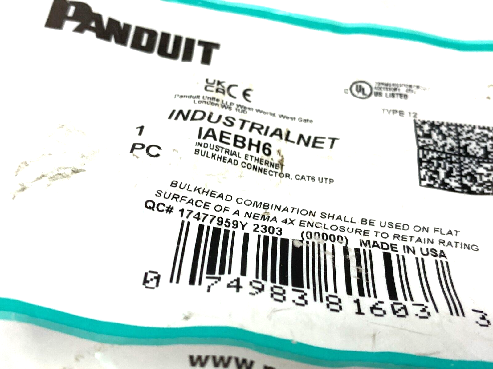 Panduit IAEBH6 Cat6 Coupler Bulkhead Panel Connector w/ Cover - Maverick Industrial Sales