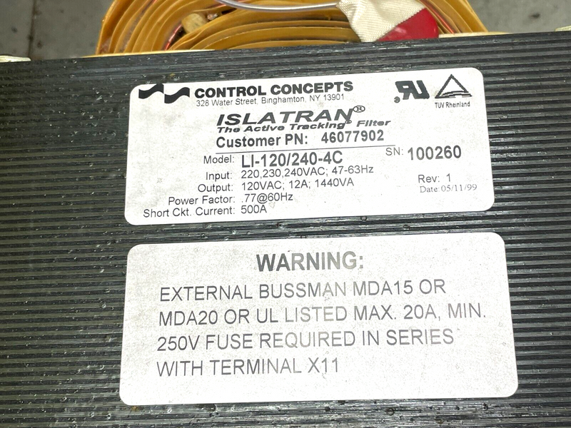 Control Concepts Power Supply Assembly LI-120/240-4C - Maverick Industrial Sales