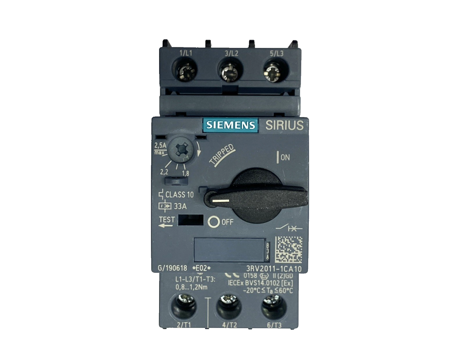 Siemens 3RV2011-1CA10 SIRIUS Circuit Breaker 1,8-2,5A 400V 27-32A - Maverick Industrial Sales