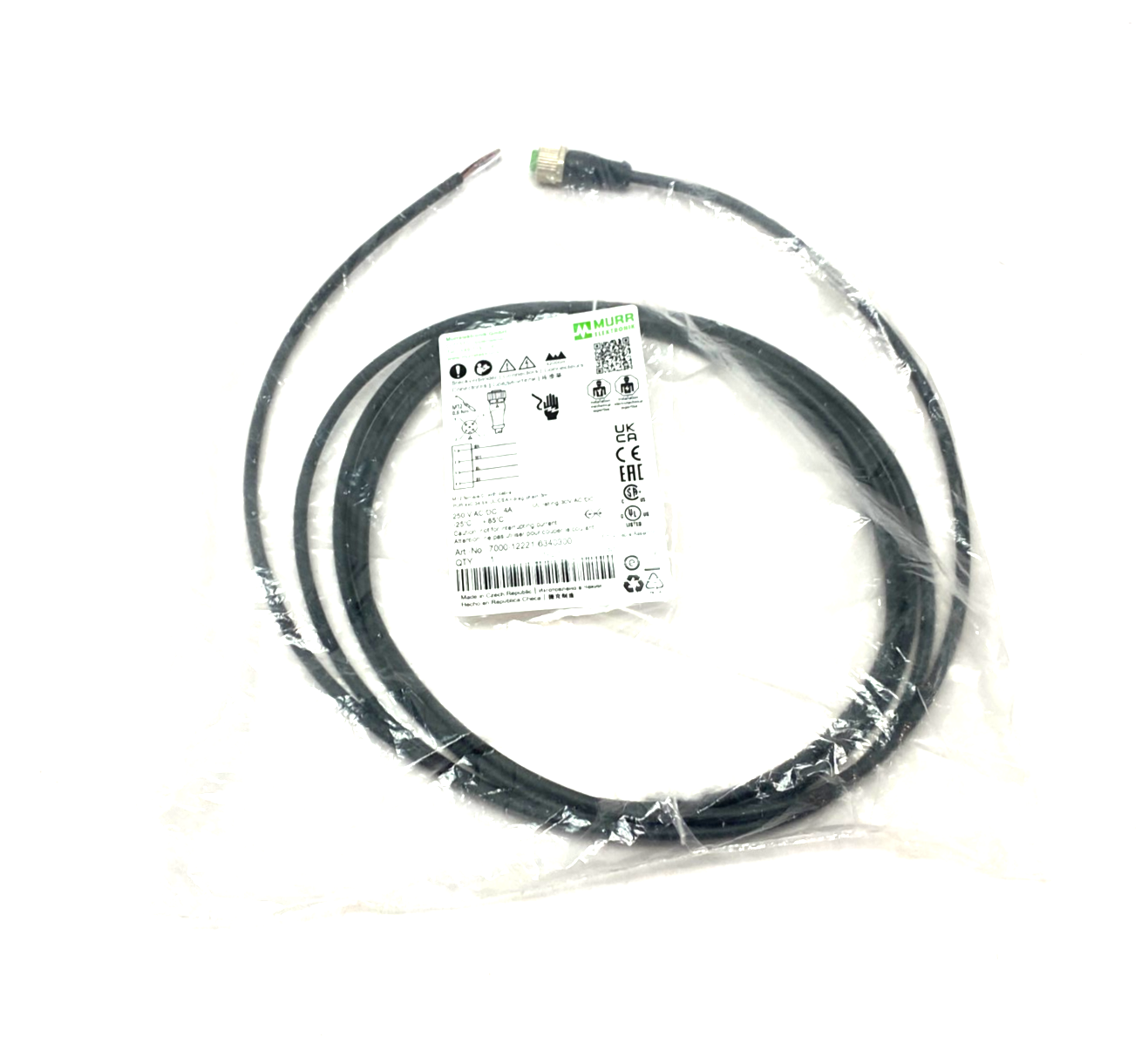 Murrelektronik 7000-12221-6340300 Single Ended M12 Female 0° A-cod. Cordset - Maverick Industrial Sales