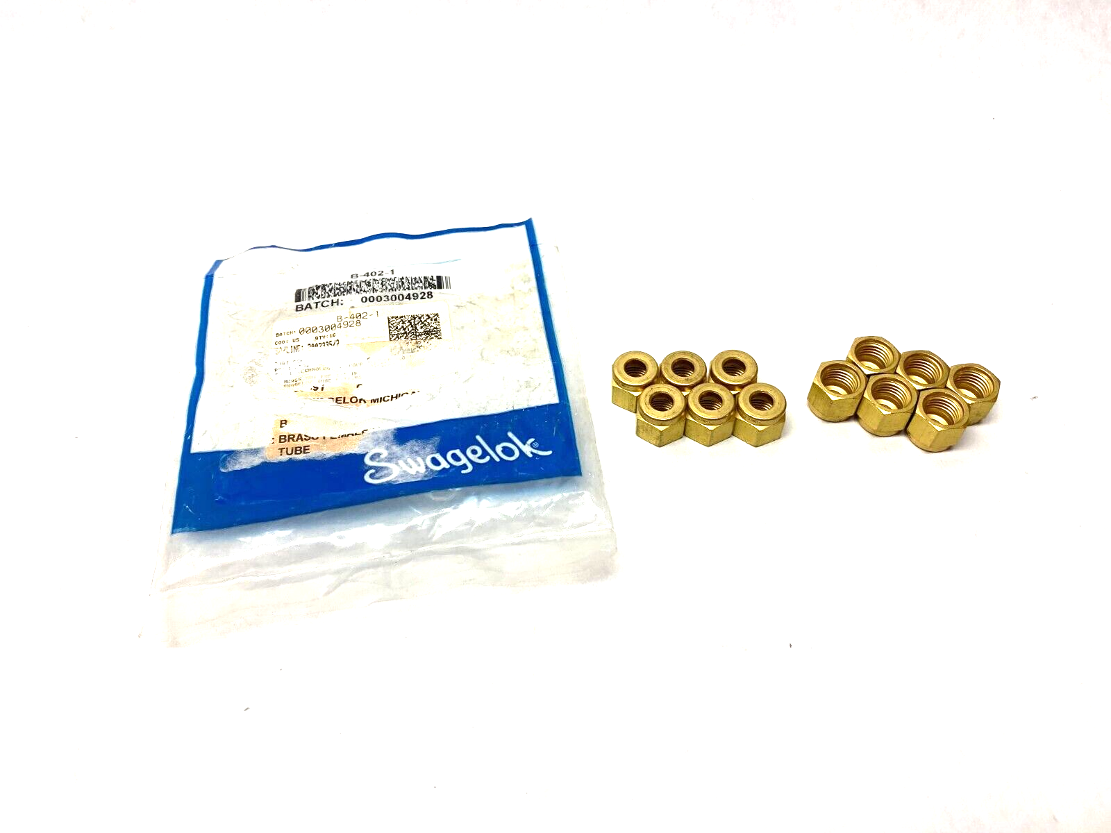 Swagelok B-402-1 Brass Compression Nut for 1/4" Tube Fitting PKG OF 12 - Maverick Industrial Sales