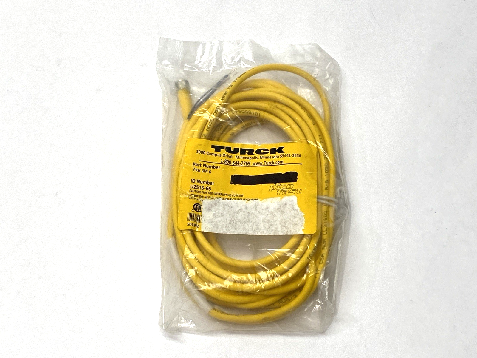Turck PKG 4M-6 Single-Ended Cordset M8 Female Connector 4-Pin U0058-11 TORN BAG - Maverick Industrial Sales