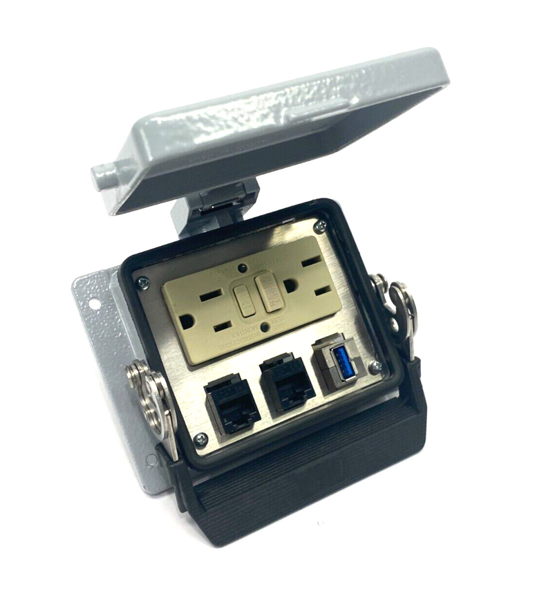 Mencom GF-2RJ45-USB-AFAF-32 Panel Interface Duplex Outlet Connector 125V 15A - Maverick Industrial Sales