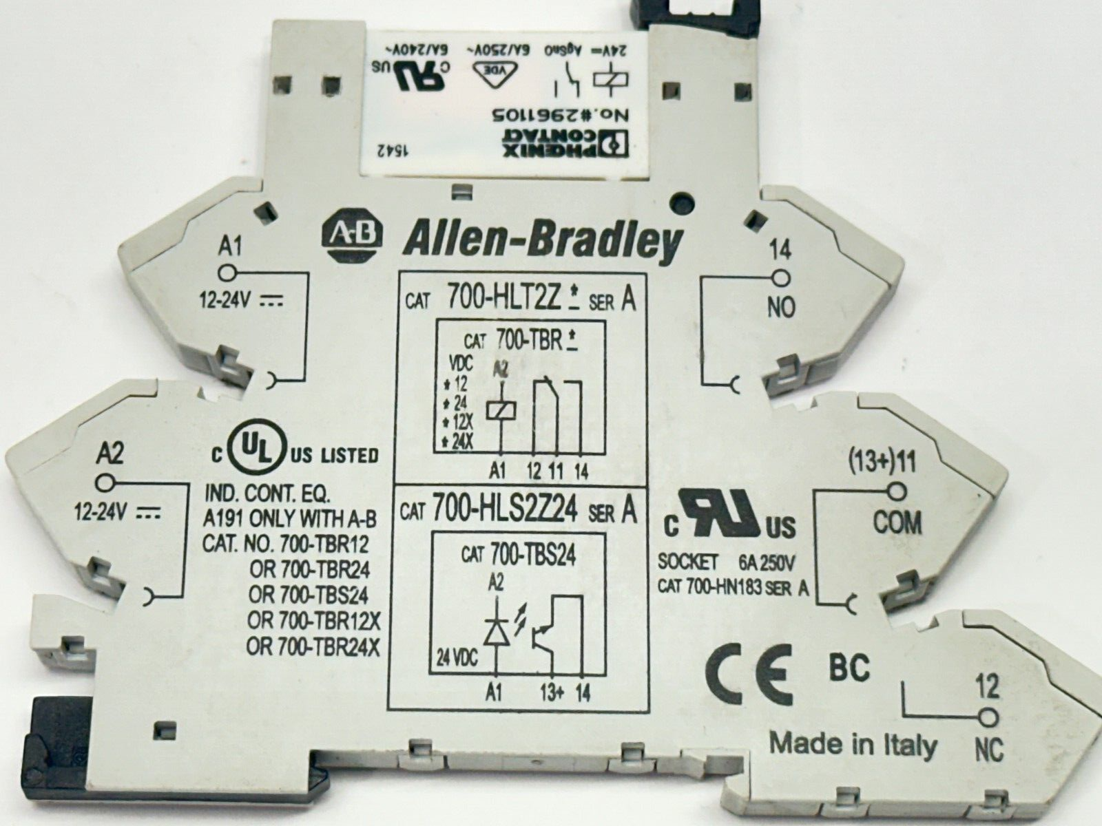 Allen Bradley 700-HLT2Z Ser A Relay Base w/ Phoenix Contact 2961105 Relay 24V - Maverick Industrial Sales