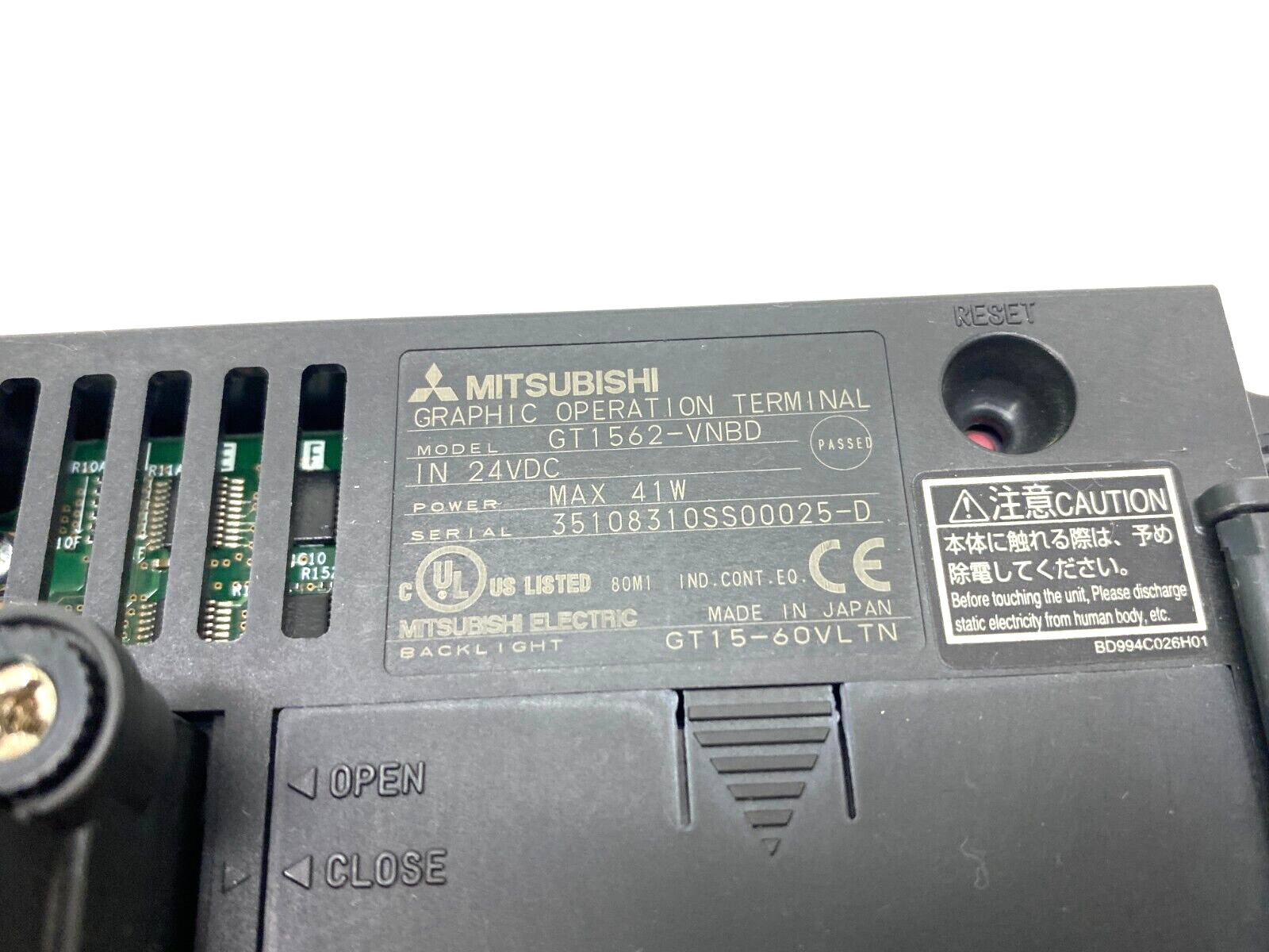 Mitsubishi GT1562-VNBD Graphic Operation Terminal GOT1000 24VDC - Maverick Industrial Sales