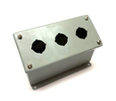 Hoffman E3PBA nVent Sloped-Front Pushbutton Enclosure 3-Hole 30.5mm Gray Steel - Maverick Industrial Sales