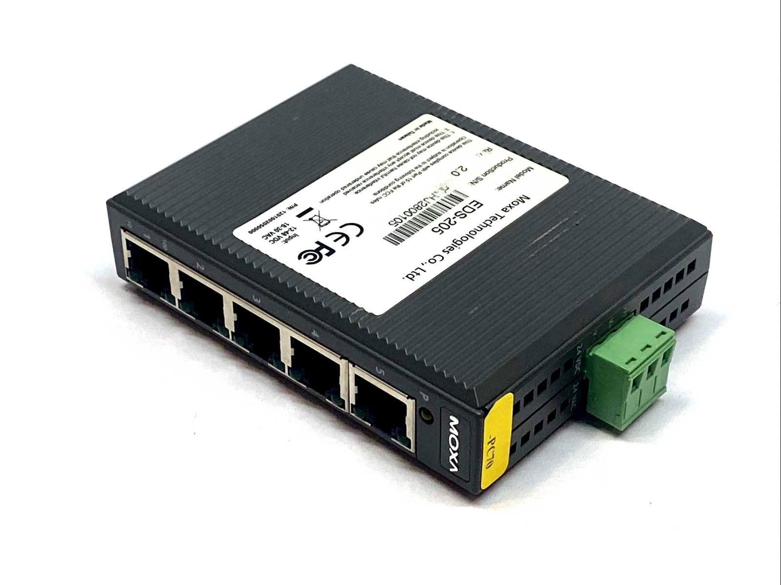 EDS-205 | Moxa Industrial 5‑Port 10/100 Ethernet Unmanaged Switch DIN‑Rail 12–48VD - Used - Maverick Industrial Sales