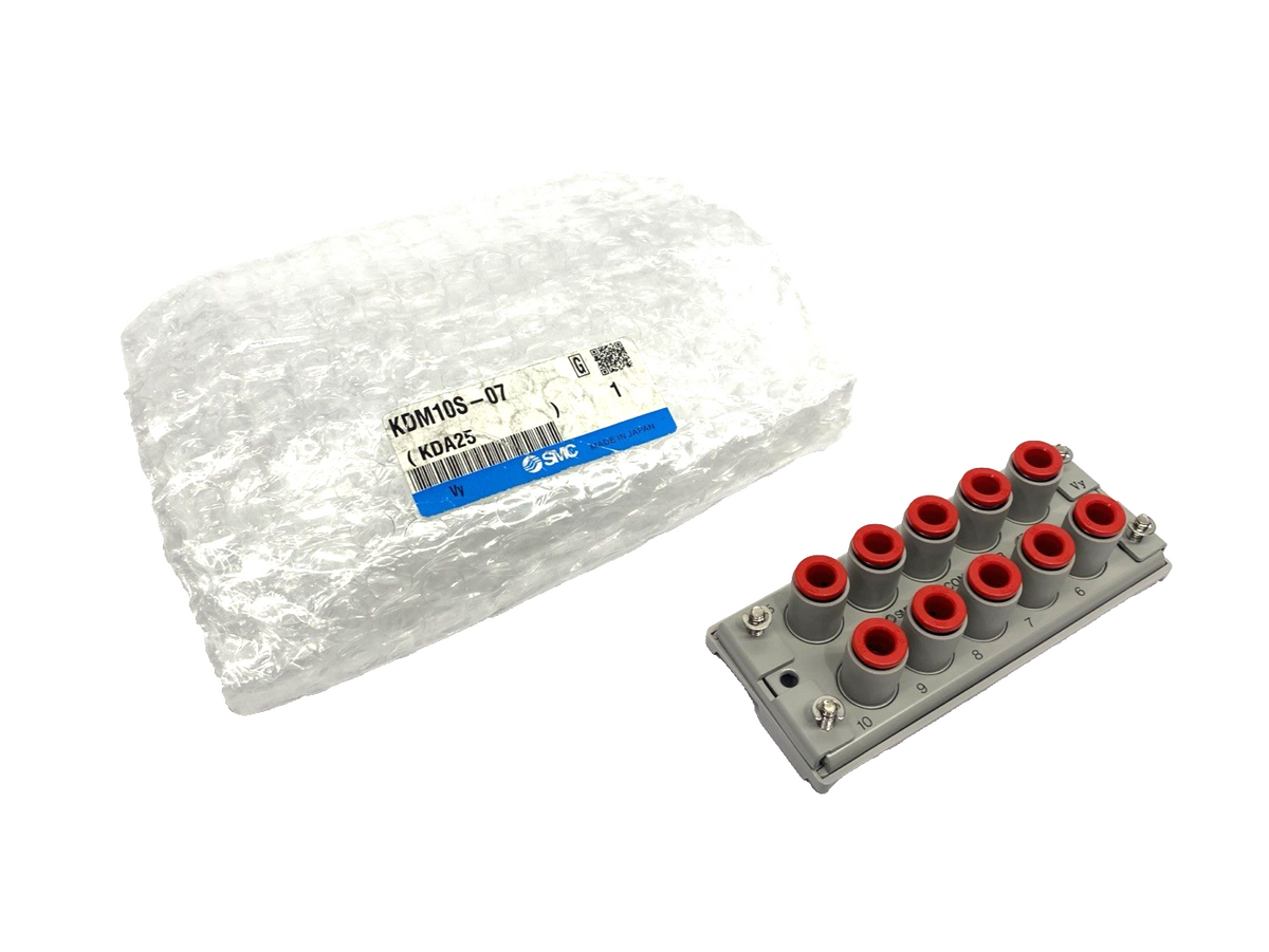 SMC KDM10S-07 Pneumatic 10-Station Multi-Connector Socket Side 1/4" Tube OD - Maverick Industrial Sales
