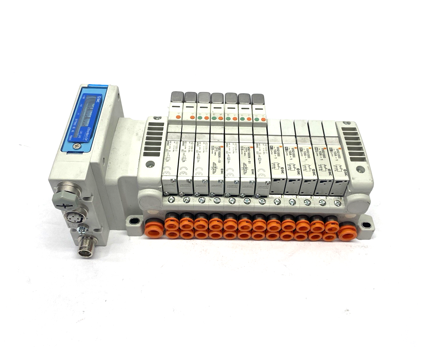 SMC VV5QC11-12N7SEAN-D0S Pneumatic Solenoid Valve Manifold, 12-Station - Maverick Industrial Sales