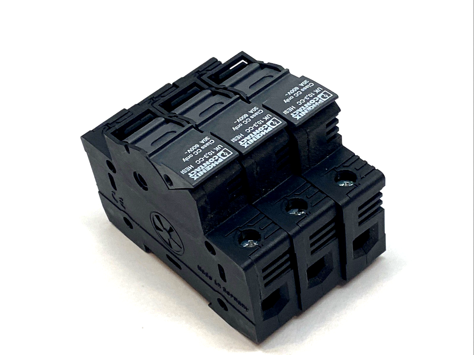 UK 10,3-CC | Phoenix Contact Fuse Terminal Block 600V 30A DIN Rail LOT OF 3 - Used - Maverick Industrial Sales