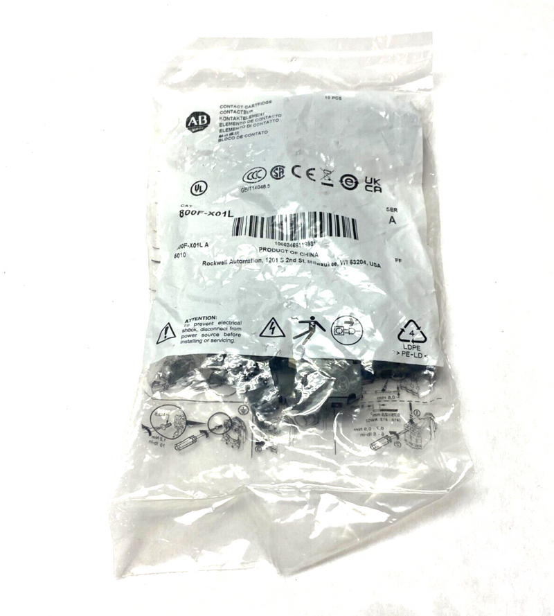 Allen Bradley 800F-X01L Ser. A Auxiliary Contact Block 22mm PKG OF 10 - Maverick Industrial Sales