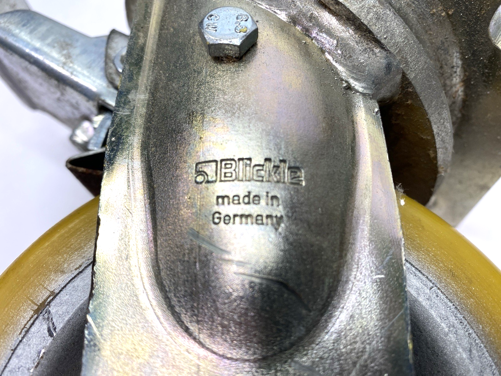 N/A | Blickle Steel Swivel Caster w/ Top Plate & Brake 125mm Wheel Dia. x 50mm Width - Used - Maverick Industrial Sales