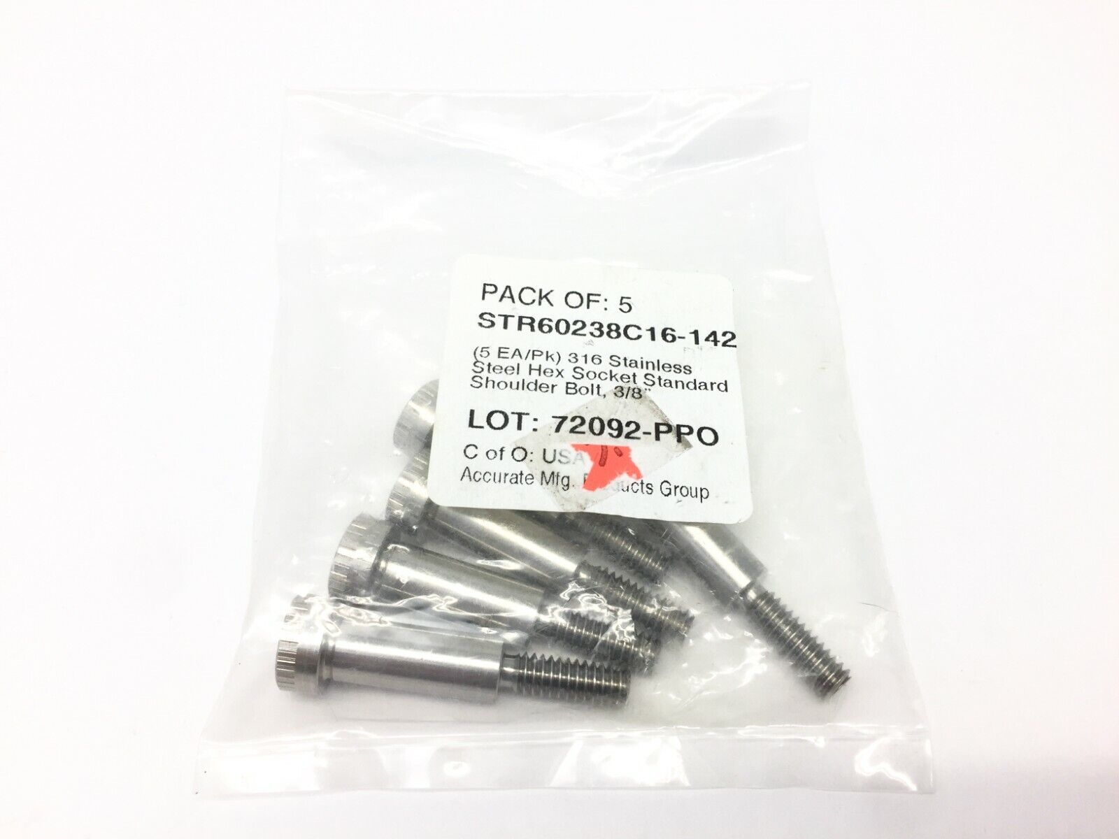 AMPG STR60238C16-142 Hex Socket Standard Shoulder Bolt 3/8" PKG OF 5 - Maverick Industrial Sales