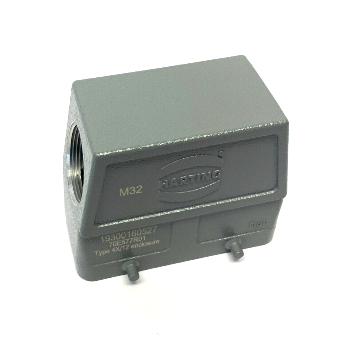 Harting 19300160527 Heavy Duty Han B Hood Side Entry HC 4 Pegs M32 Housing - Maverick Industrial Sales