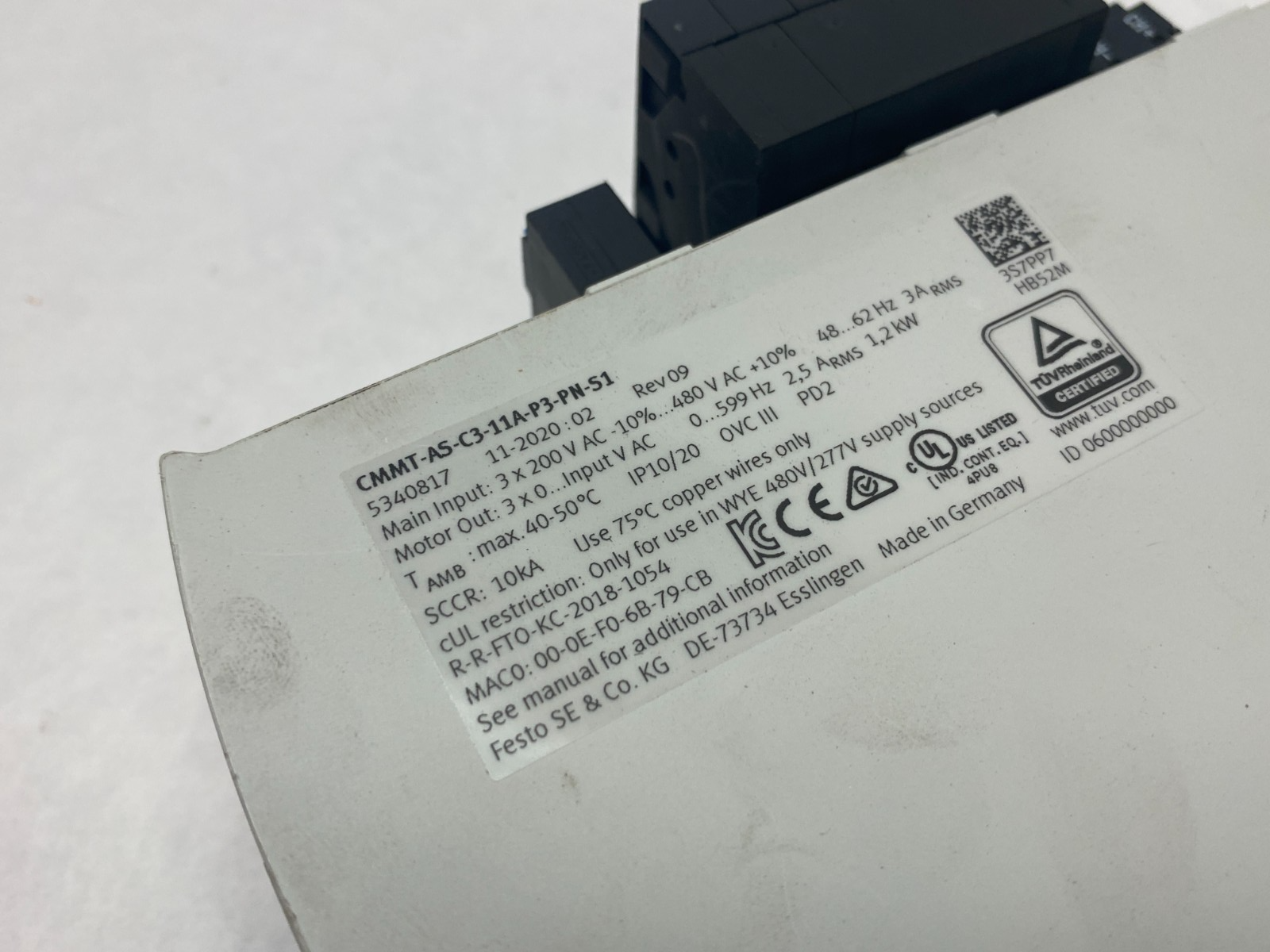 Festo CMMT-AS-C3-11A-P3-PN-S1 Servo Drive Vertical Mount 5340817 - Maverick Industrial Sales