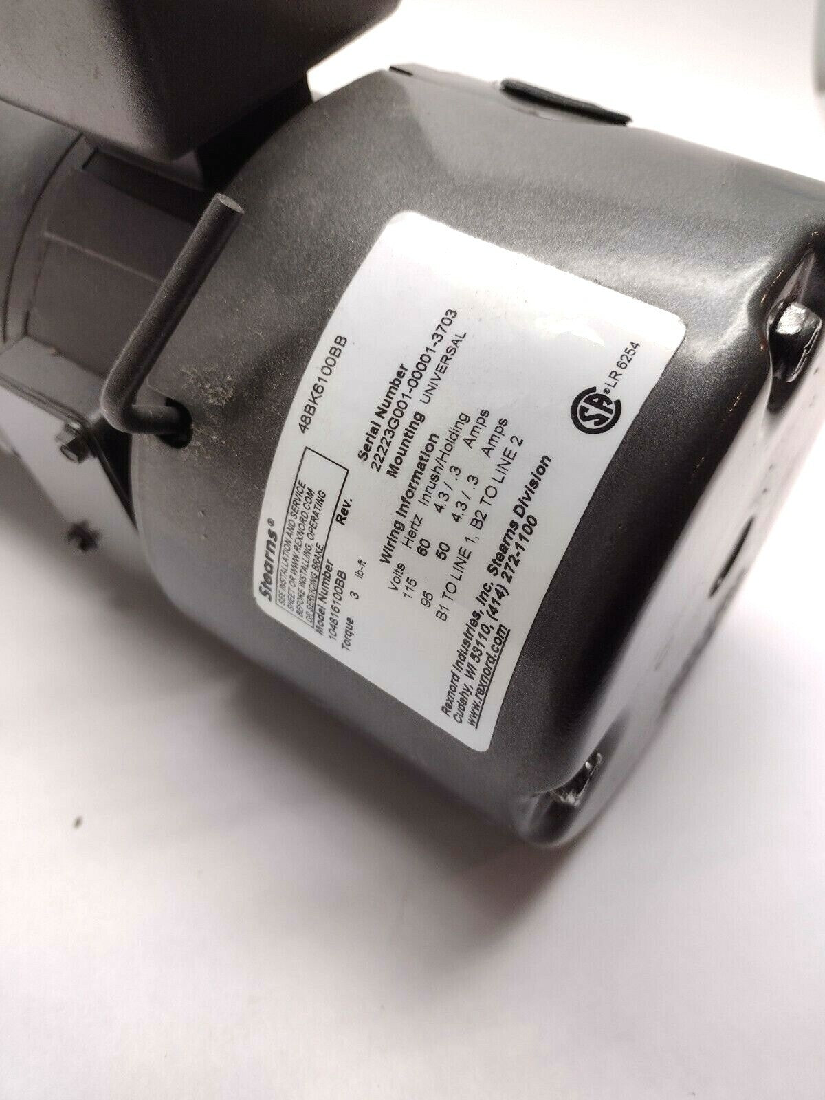 33-2187Z122-U, 104816100BB | Baldor 33-2187Z122-U 1/2 HP 1750 RPM DC Motor w/ Stearns 104816100BB Brake - Used - Maverick Industrial Sales