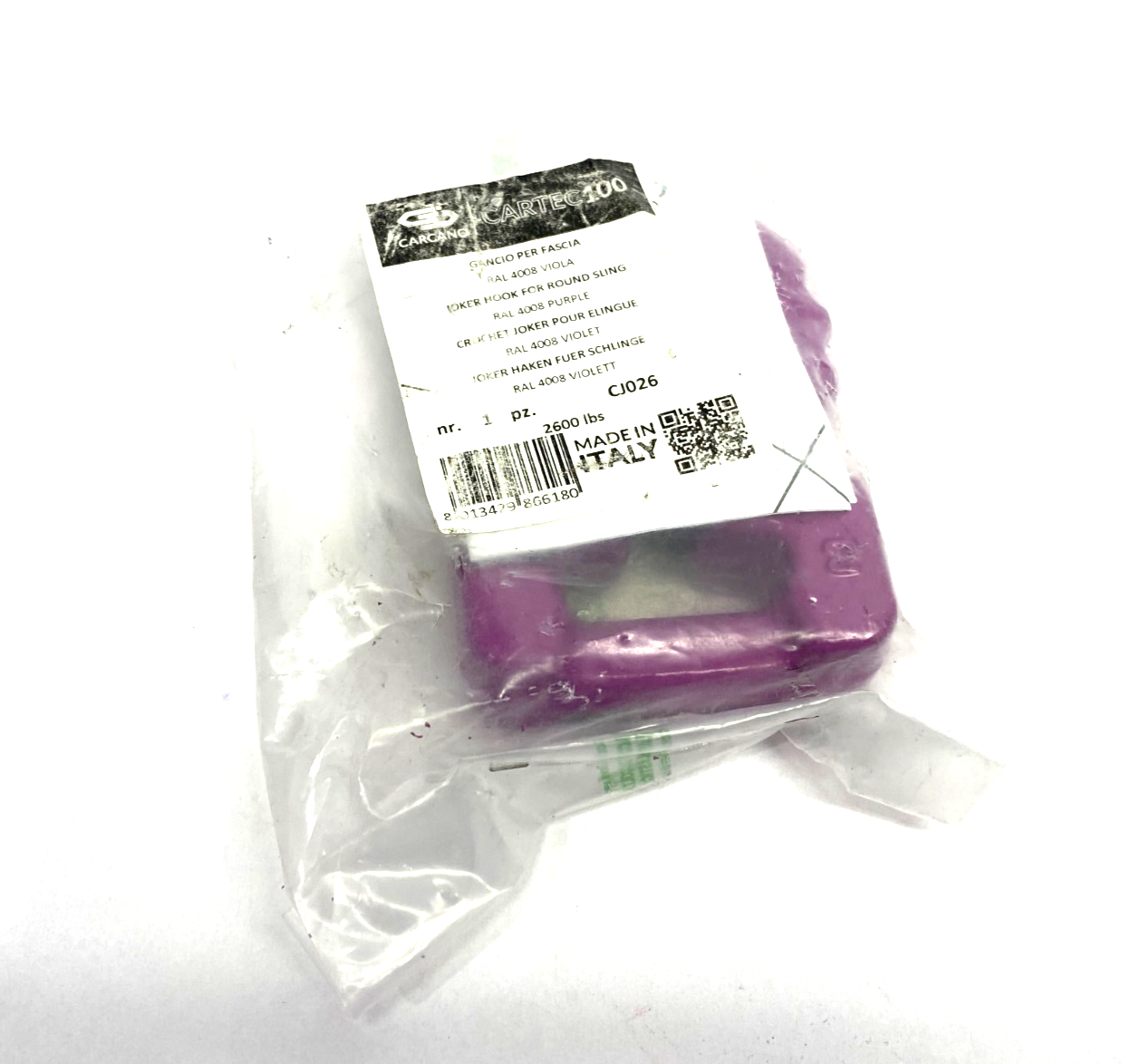 Carcano CJ026 Cartec100 Synthetic Joker Sling Hook Purple WLL 2,600 lbs - Maverick Industrial Sales